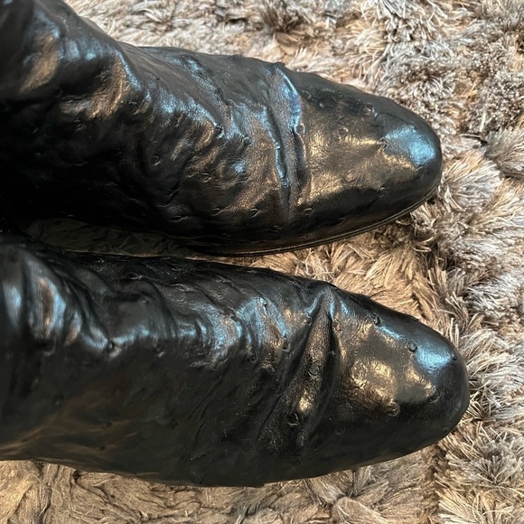 Men’s MAURI Black Hand Made OSTRICH Side Zip Boots Size 8.5 Made In Italy main image 11